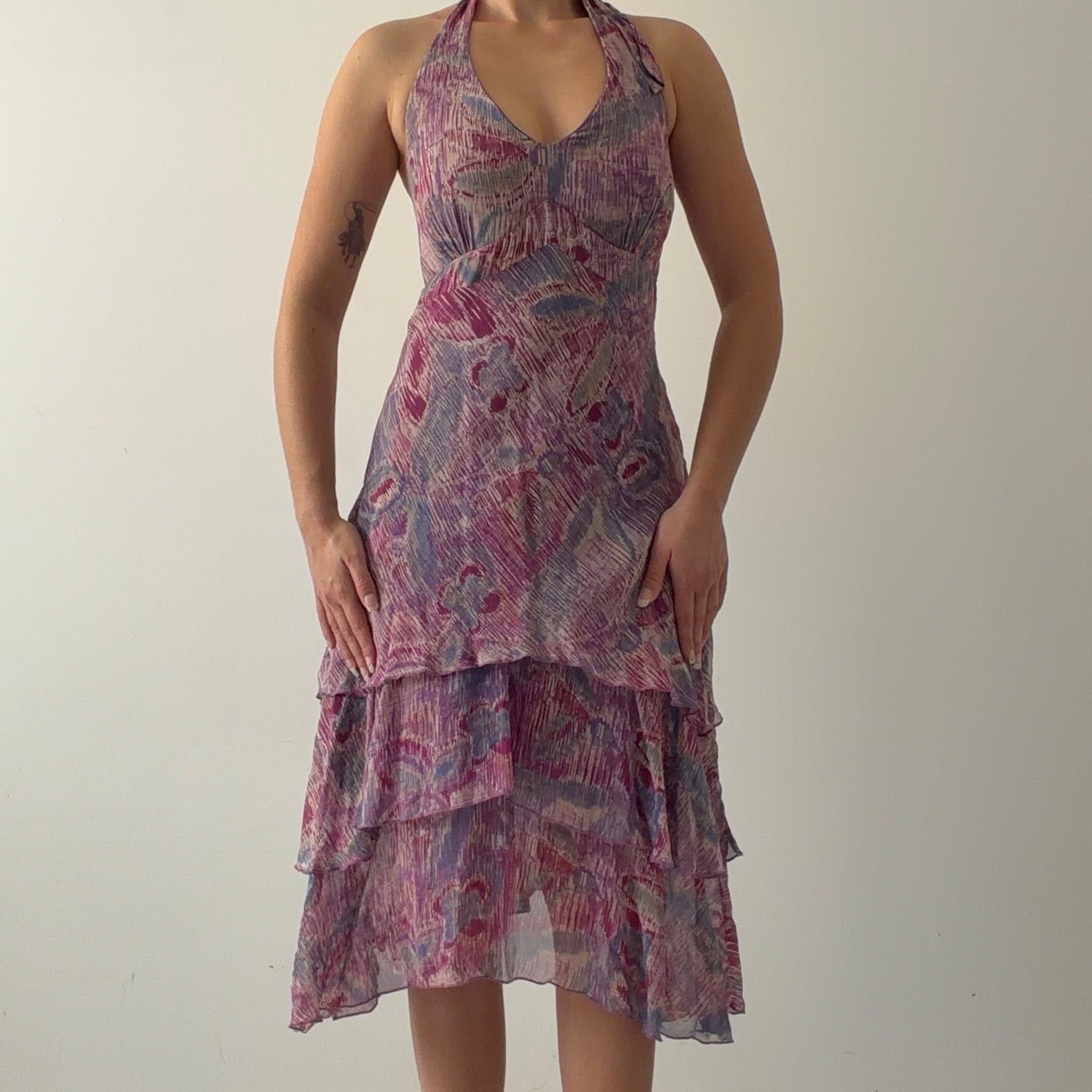 Sangra Silk Ruffle Dress | M