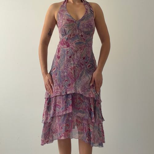 Sangra Silk Ruffle Dress | M
