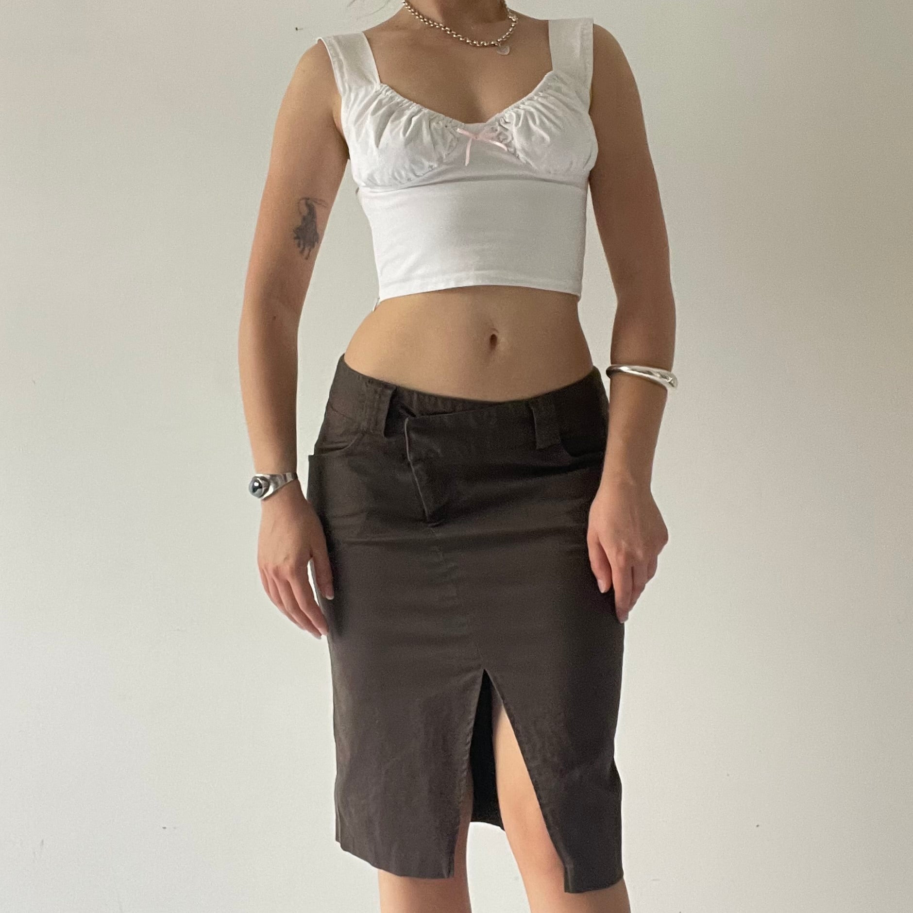 Low Rise Asymmetric Denim Skirt | 6-8