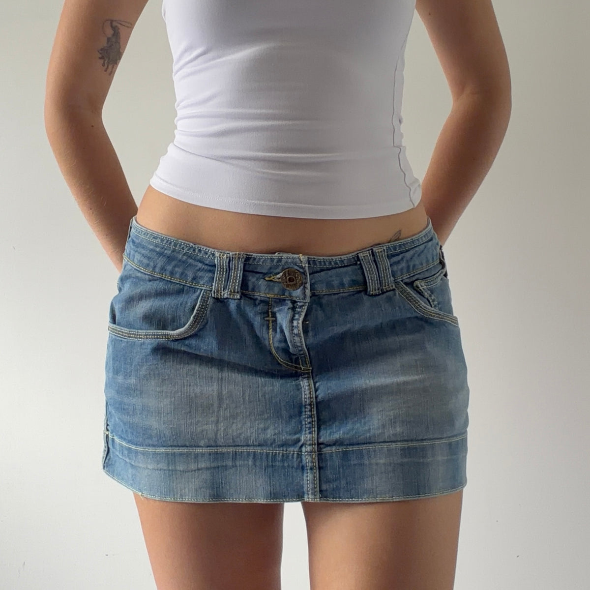 Bershka Micro Mini Denim Skirt | S