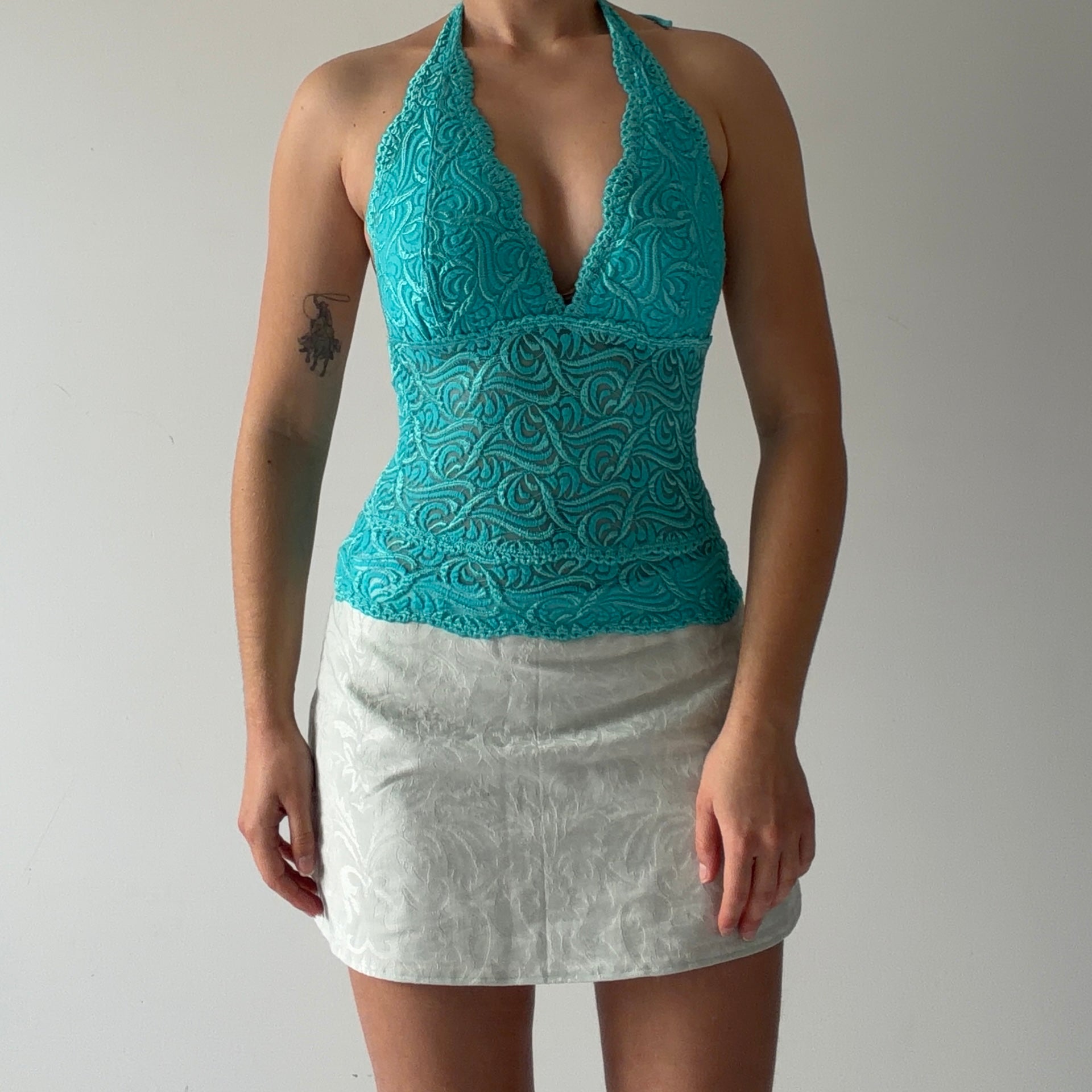 Bebe Lace Halter Top | Made in USA | XS