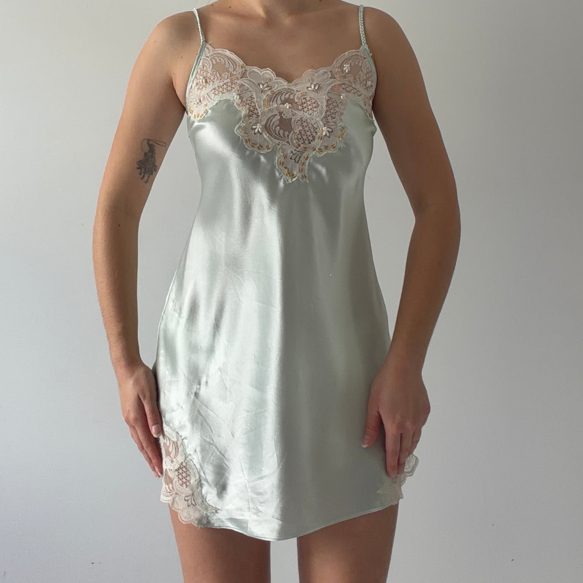 Delicates Satin Sequin Slip Dress | S