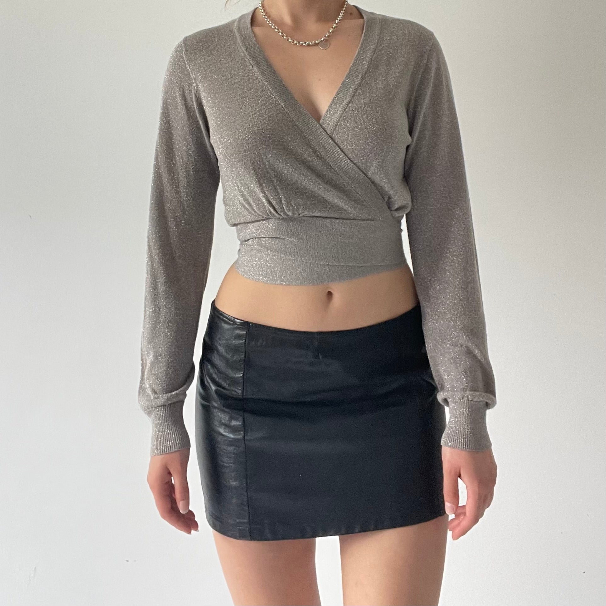 Glittery Wrap Knit Top | 6-10