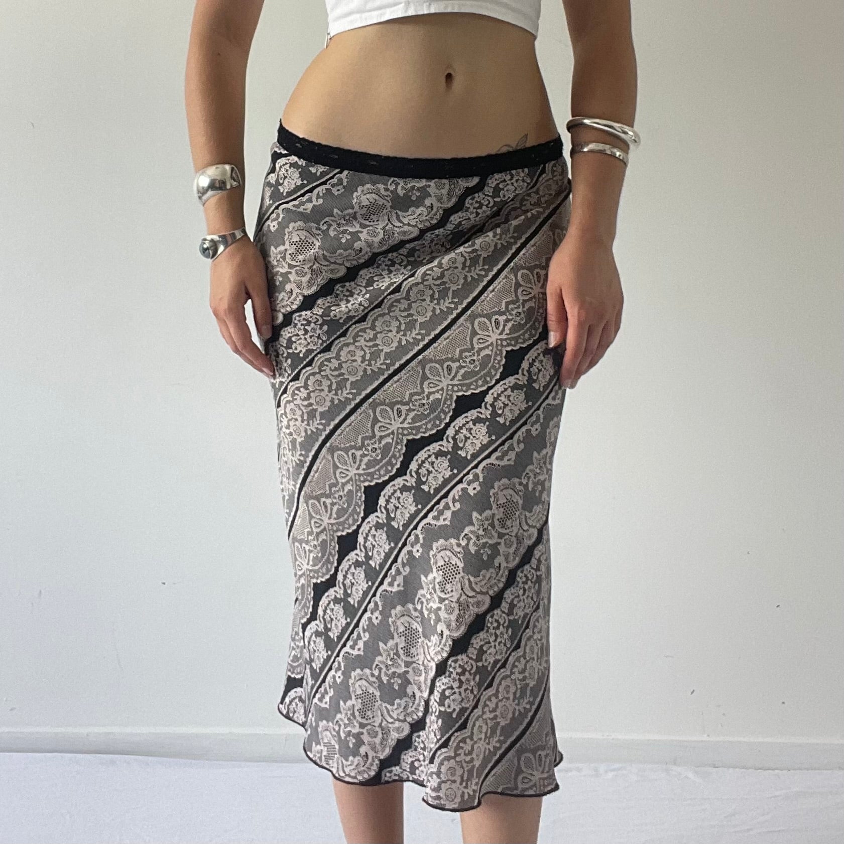Lace Print Midi Skirt | 12-14