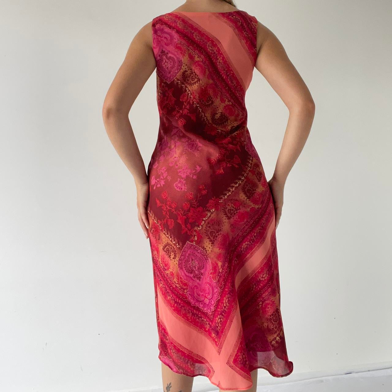 Paisley Cowl Midi Dress | Made in USA | 8-10