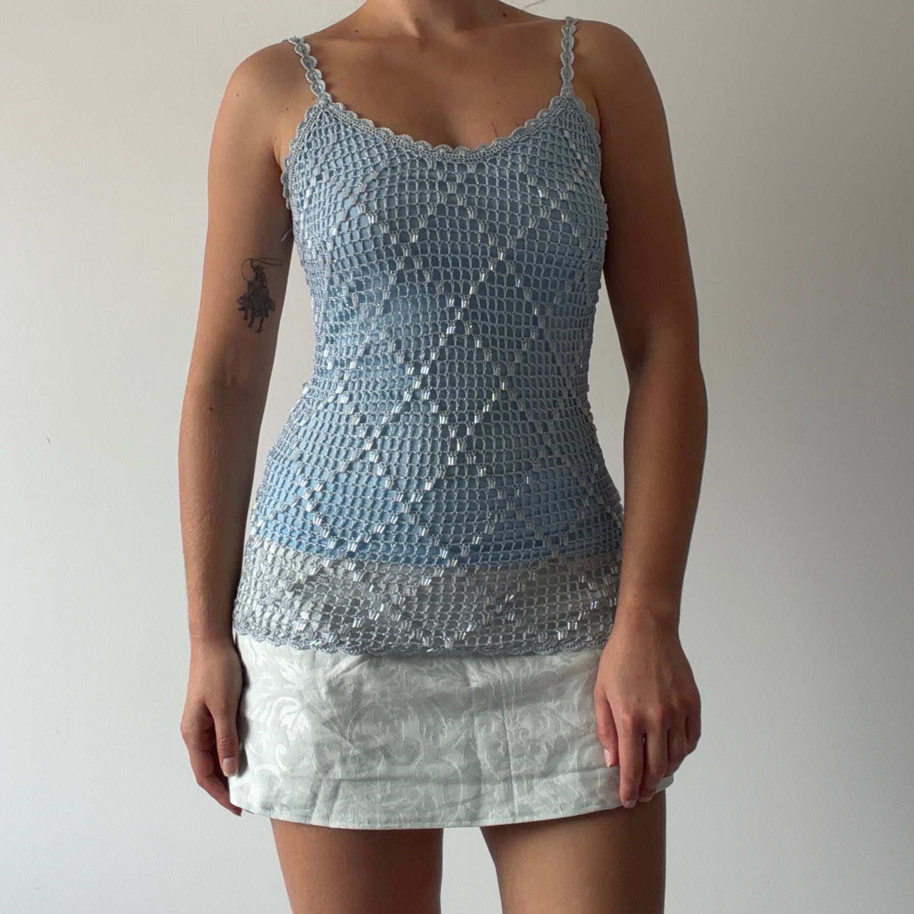 Pagani Beaded Crochet Top | M