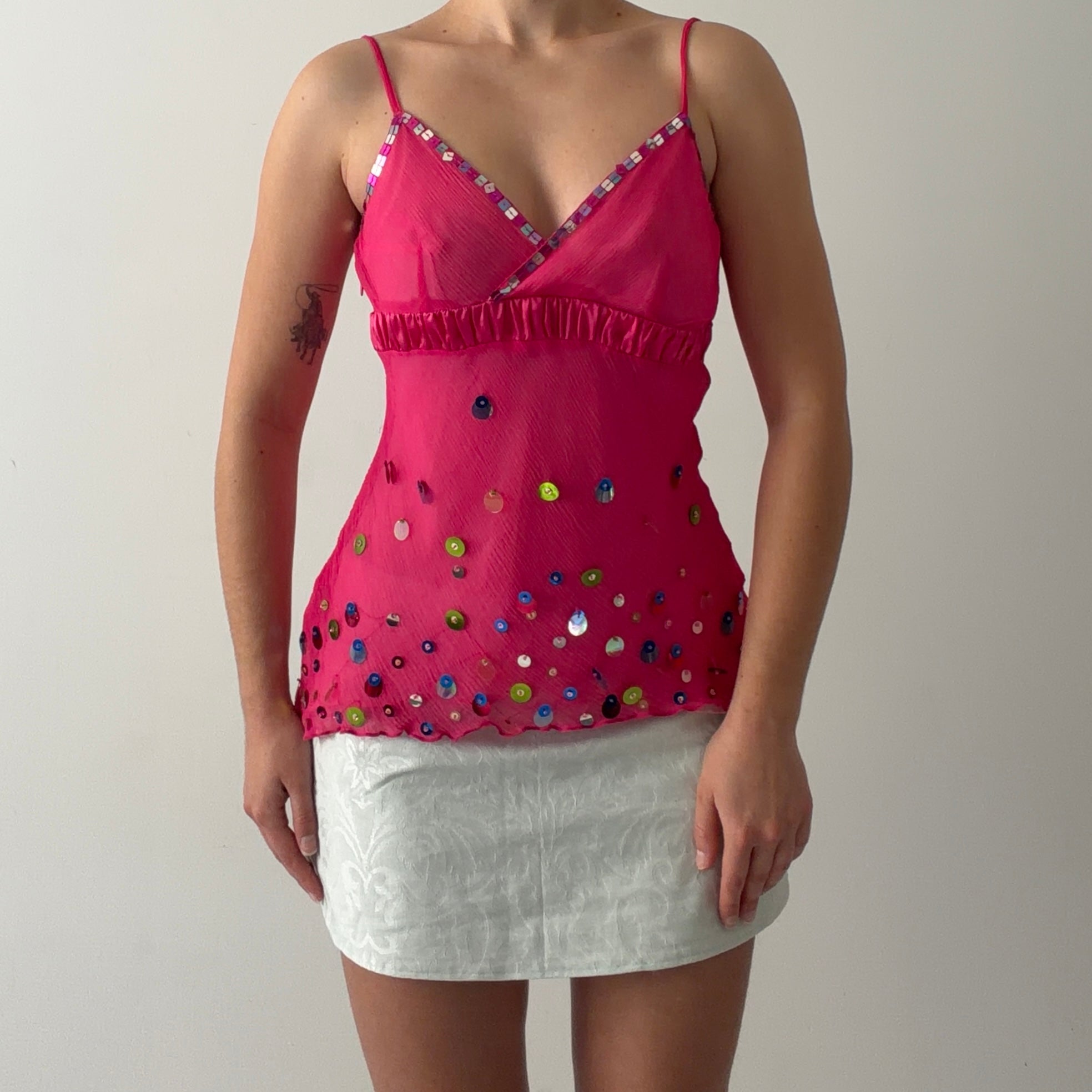Jlo Silk Sequined Top | S