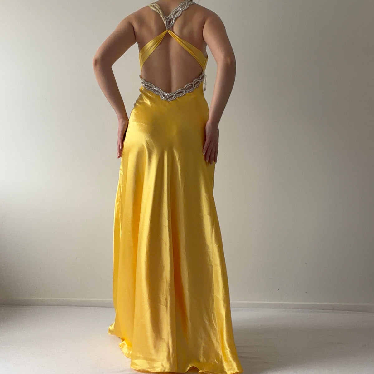 Faviana Couture Satin Maxi Dress | S