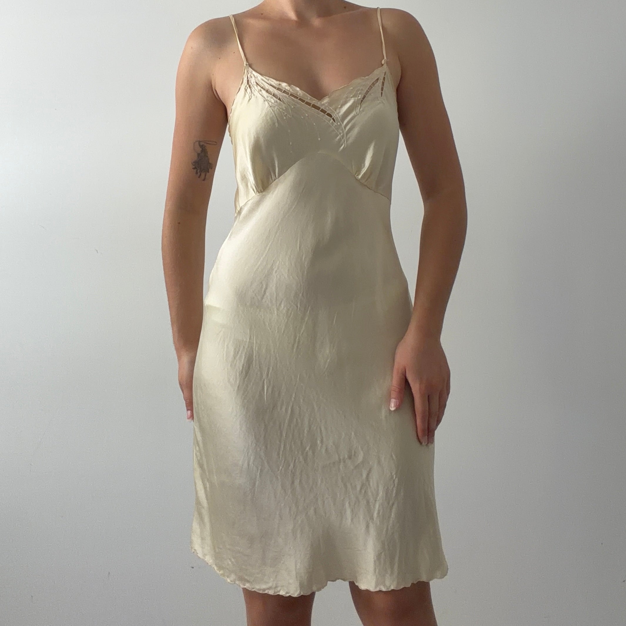 Silk Slip Dress in Butter Yellow | 8-10
