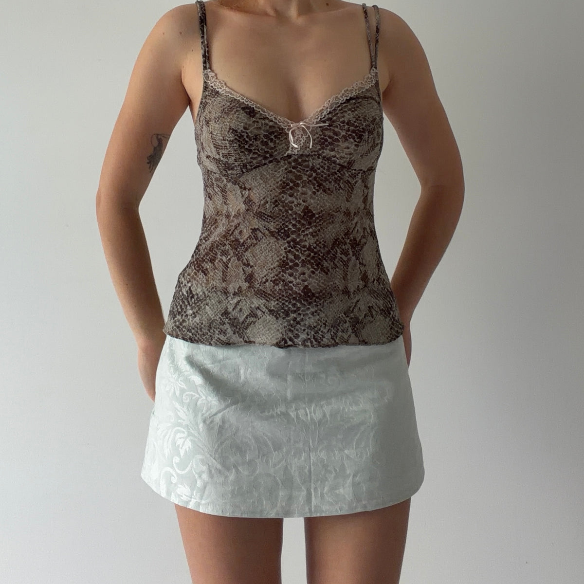 Snake Print Mesh Cami | XS