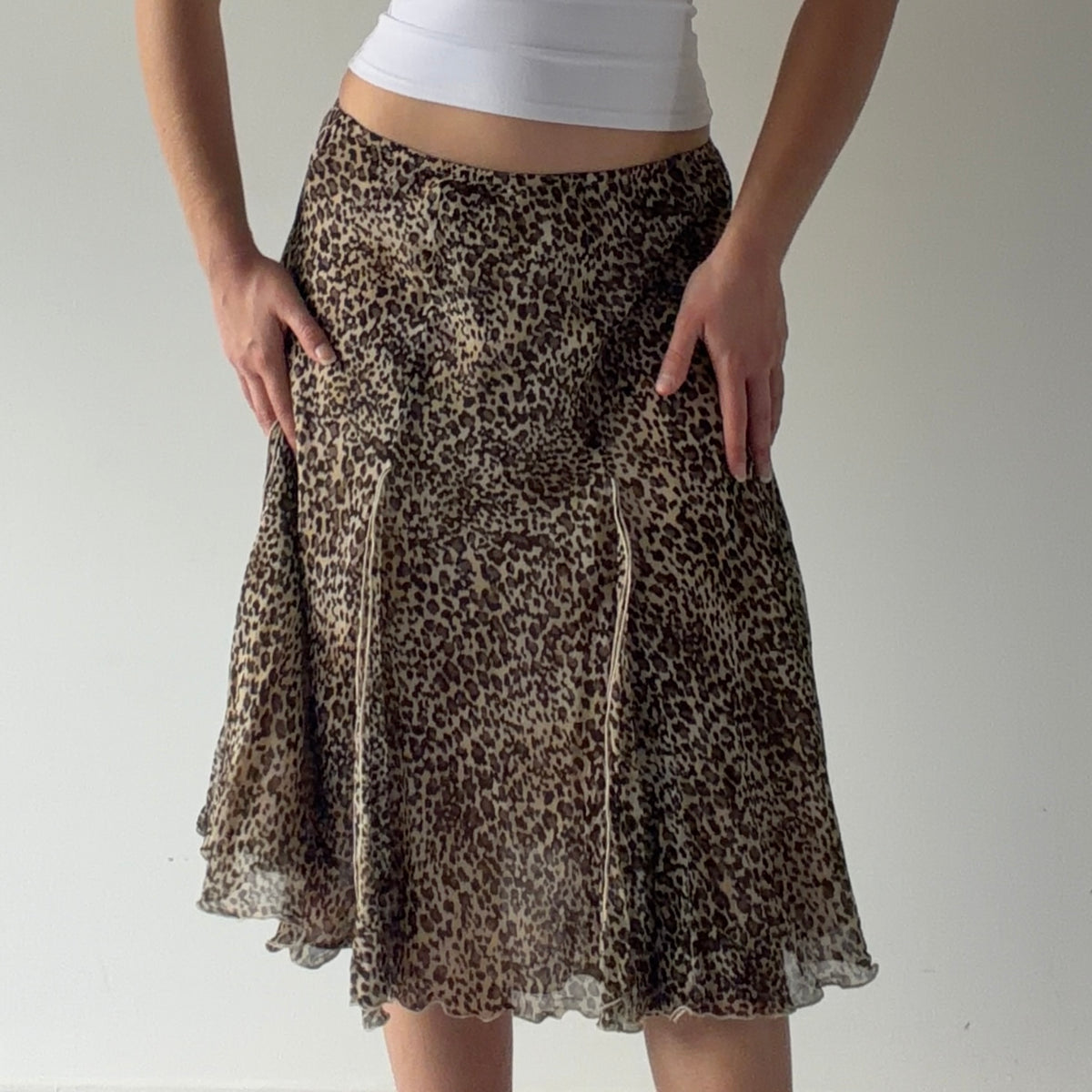 Dana Buchman Silk Leopard Midi Skirt | XS-M