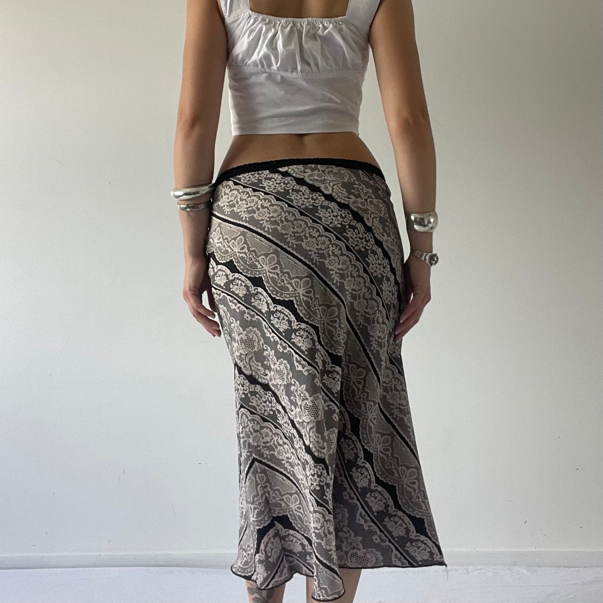 Lace Print Midi Skirt | 12-14