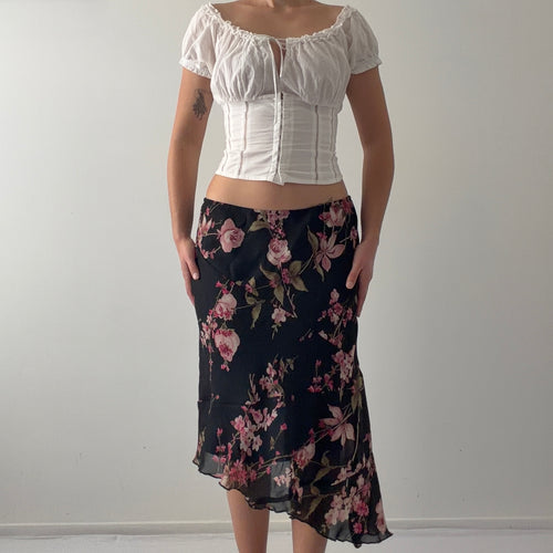 Fashion Bug Floral Asymmetric Skirt | M
