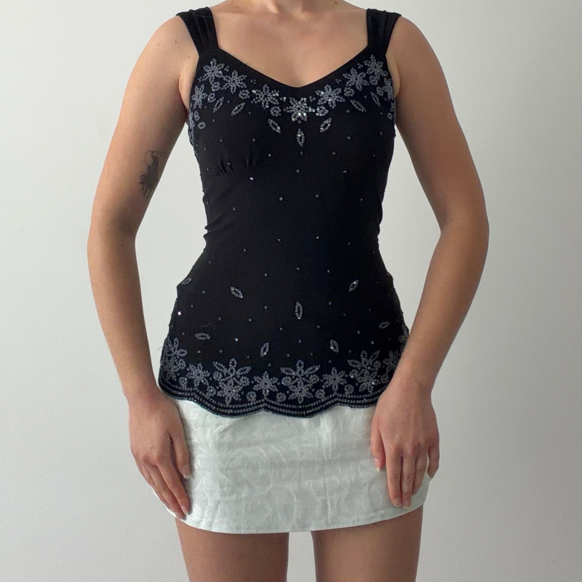 R & K Evening Beaded Cami Top | S