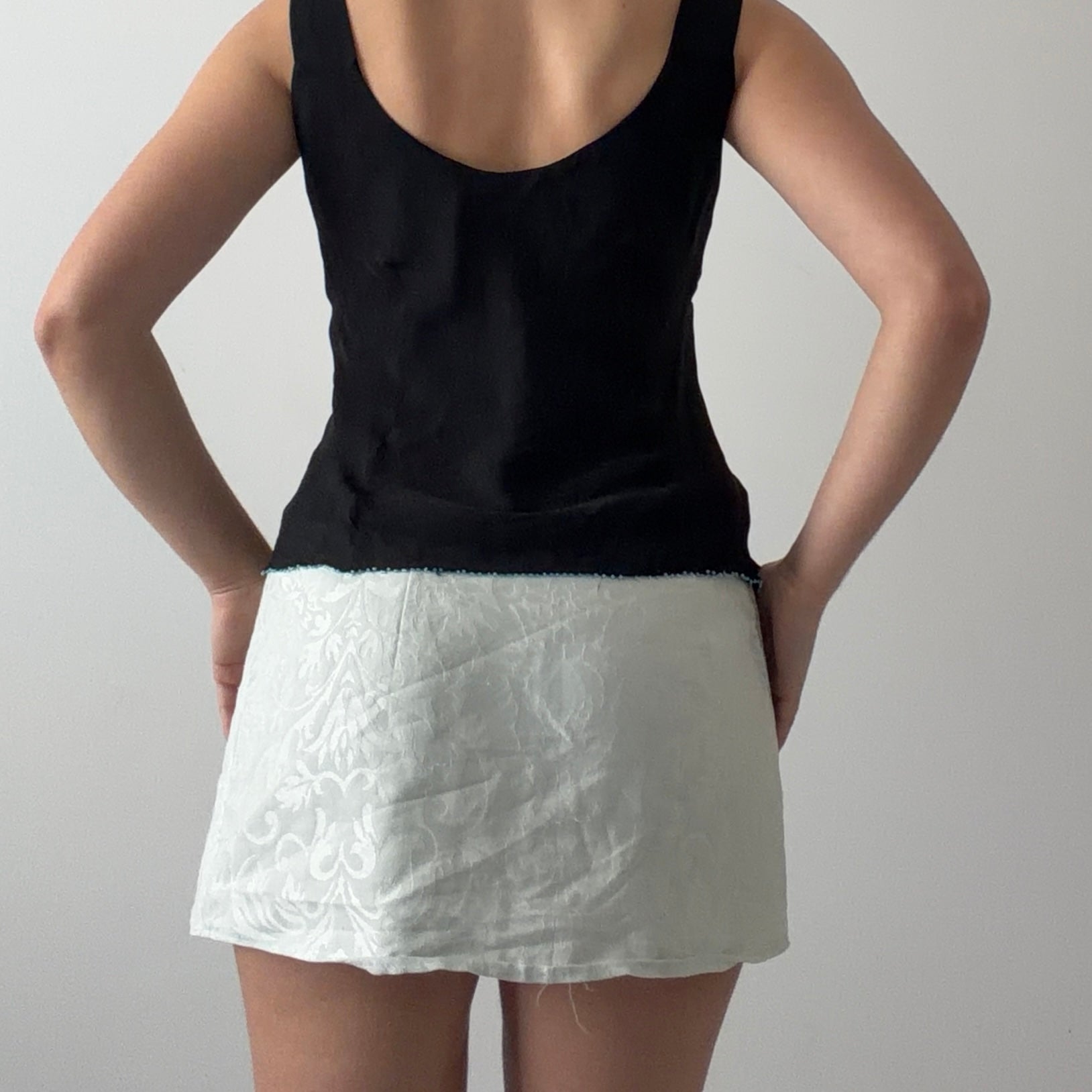 ECI Silk Beaded Cowl Top | L