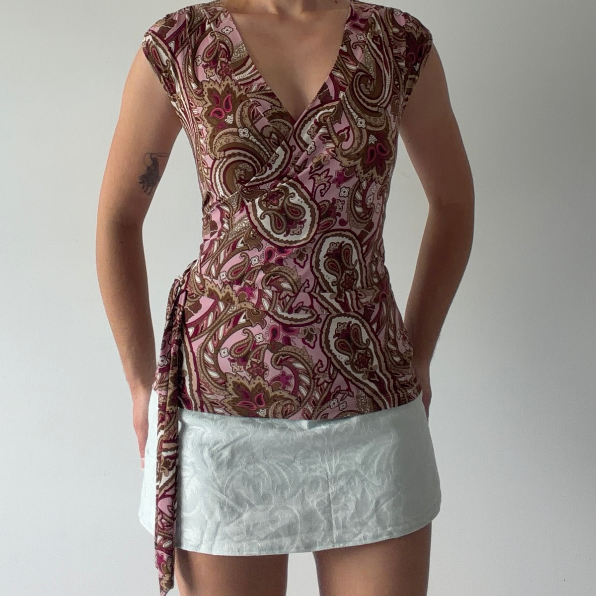 Jessica Paisley Wrap Top | M