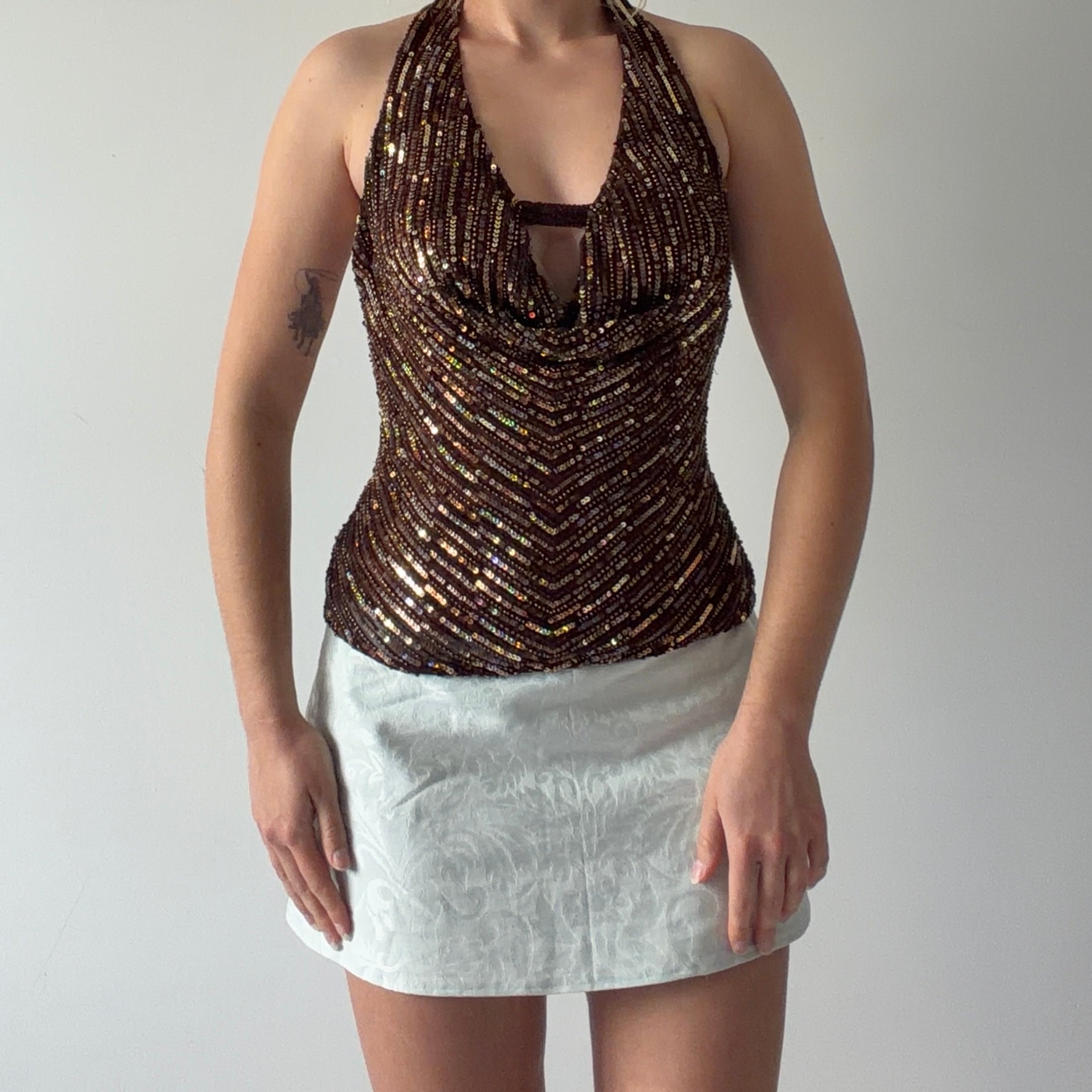 Venus Silk Beaded Halter Top | S