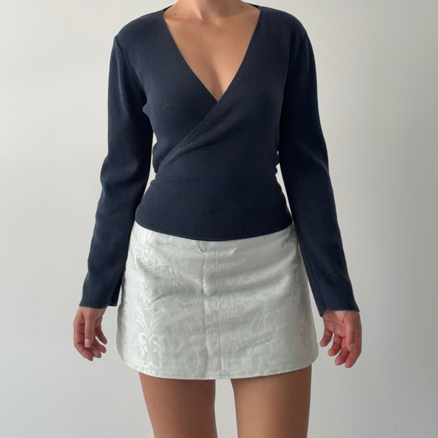 90s Max Knit Wrap Top | 10-12