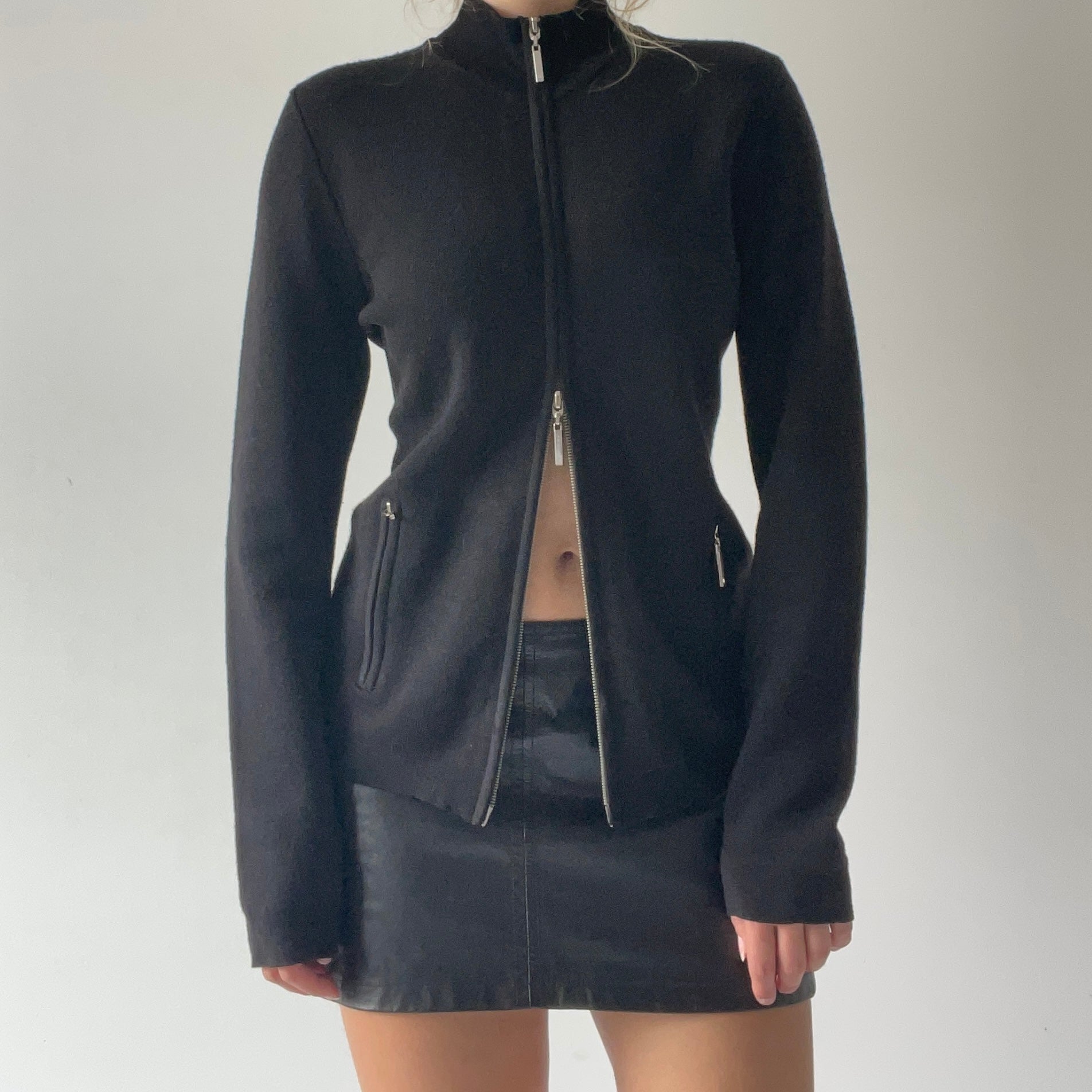 Dana Buchman Wool Double Zip Knit | L