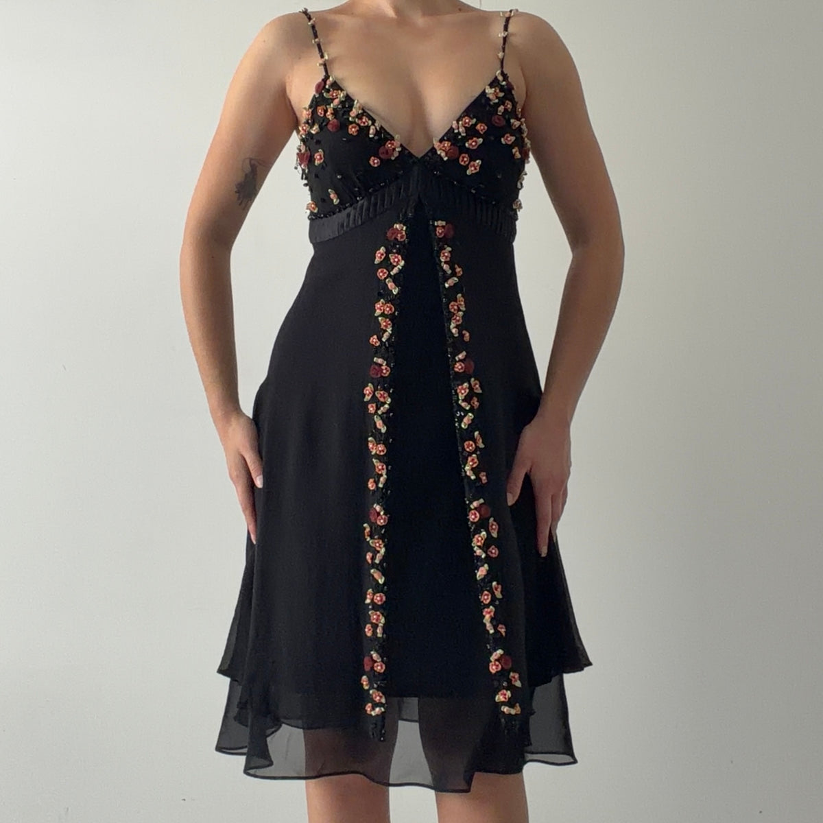 Rare Sue Wong Nocturne Silk Rosette Midi Dress | M