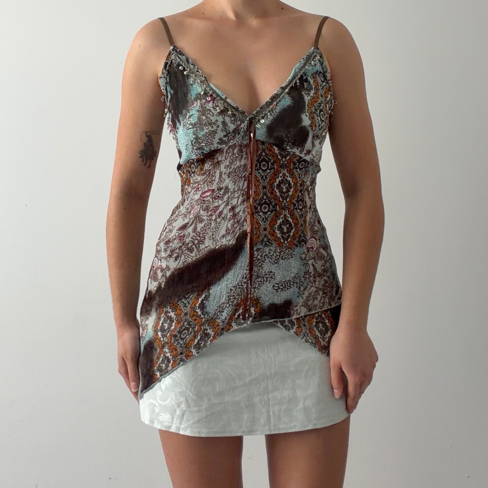 Chakms'sea Asymmetric Beaded Cami | S