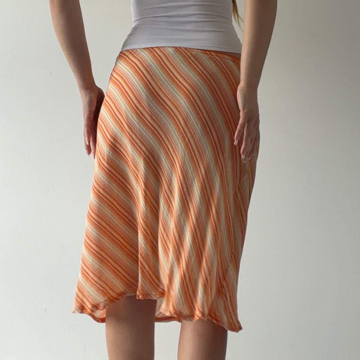 Blue Motion Stripe Midi Skirt | XS-S