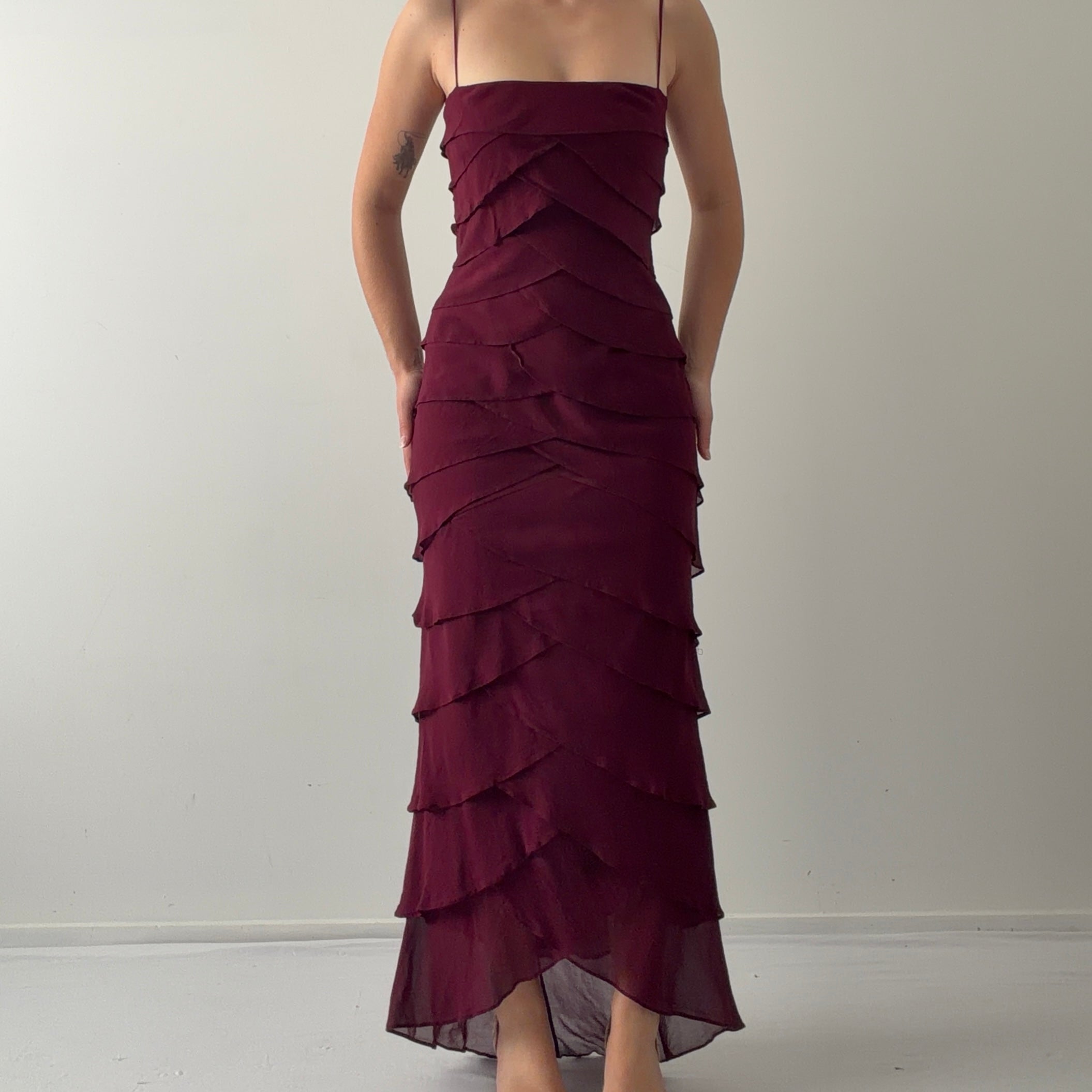 Tadashi Silk Ruffle Dress | S
