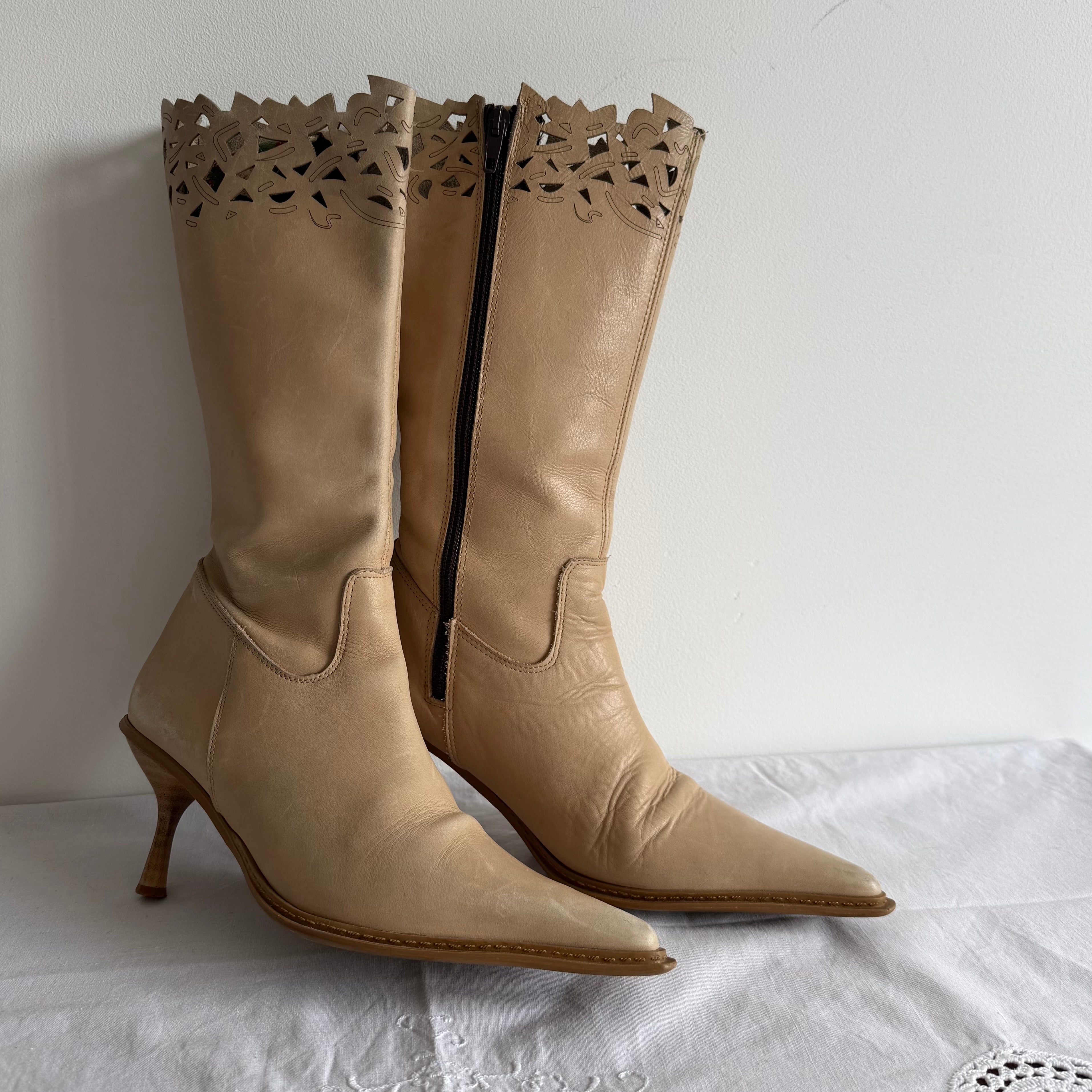 Mustang Leather Stiletto Boots | Made in Spain | EU 36 / US 5 / UK 3
