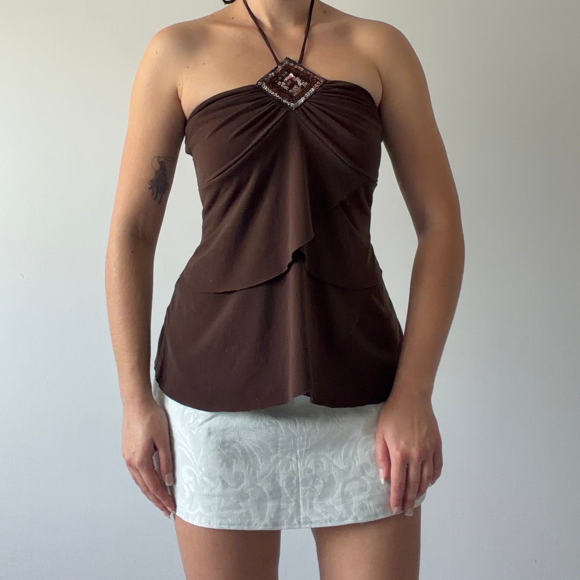 Tattoo Ruffle Halter Top | Made in Canada | S