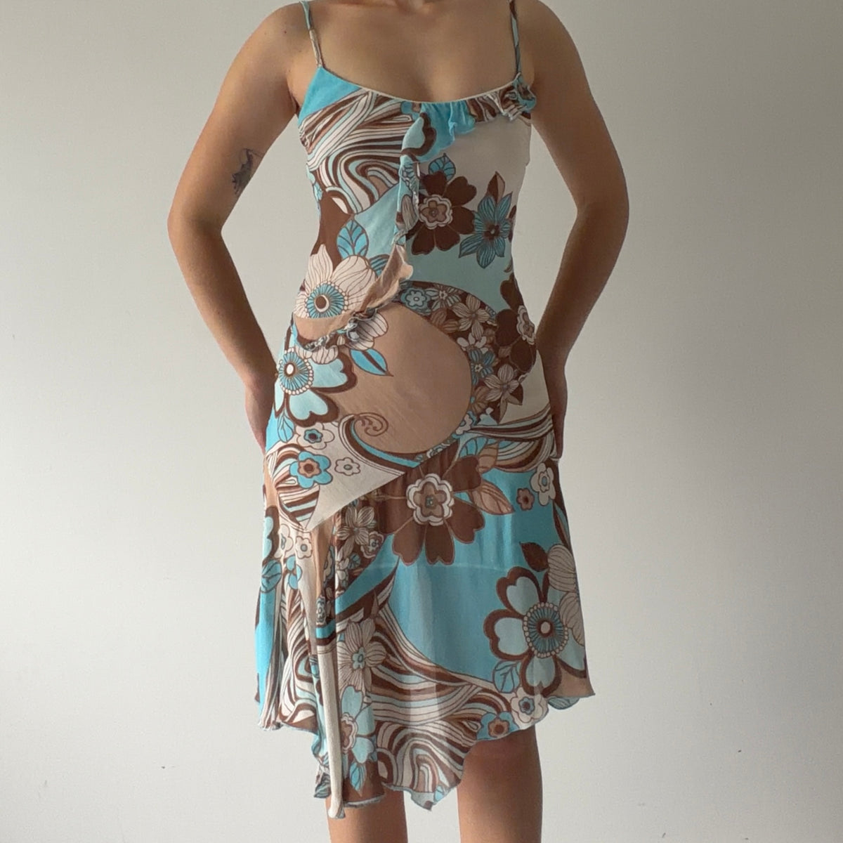 NafNaf Ruffle Midi Dress | XS