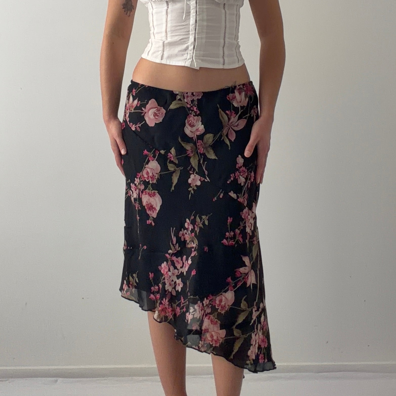Fashion Bug Floral Asymmetric Skirt | M