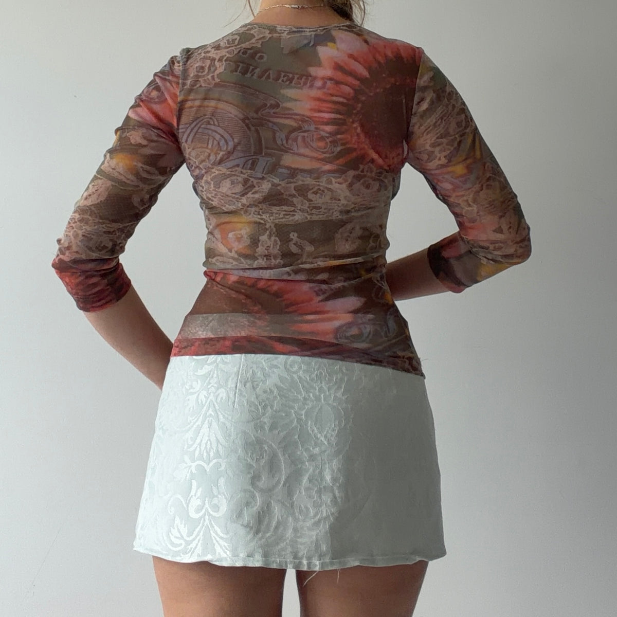 Clio 3/4 Sleeve Mesh Top | M