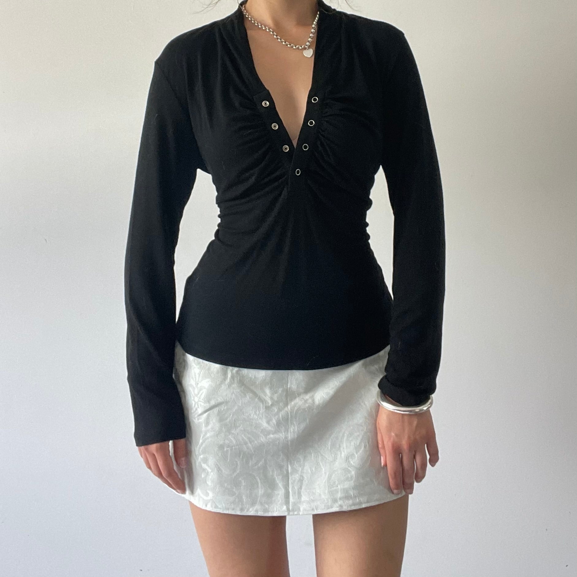 DKNY Ruched Long Sleeve Top | 14-16