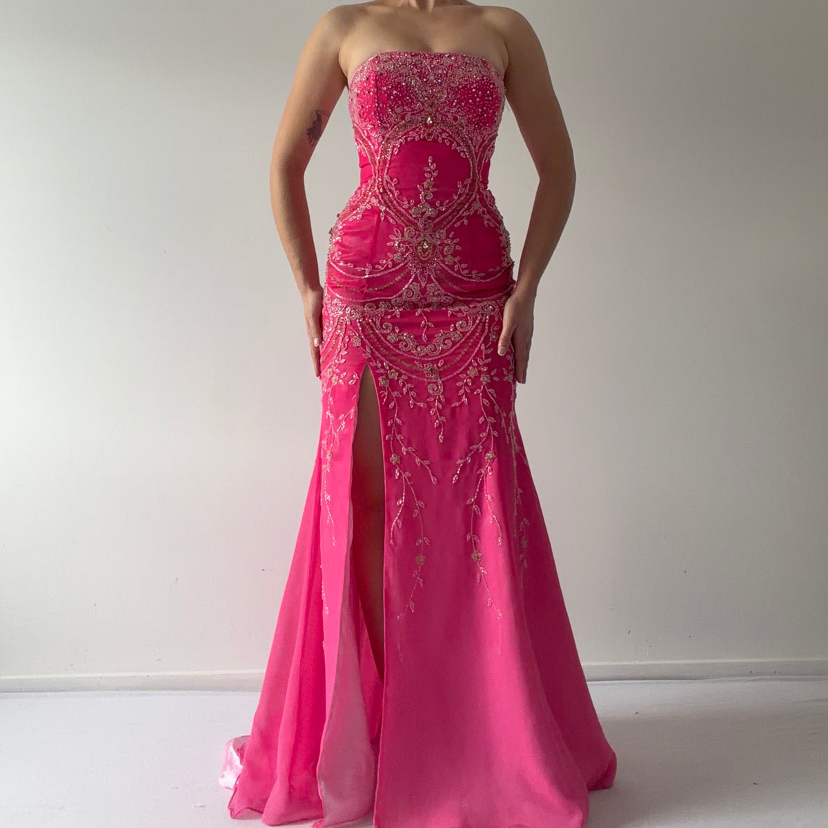 Riva Beaded Strapless Dress | XS