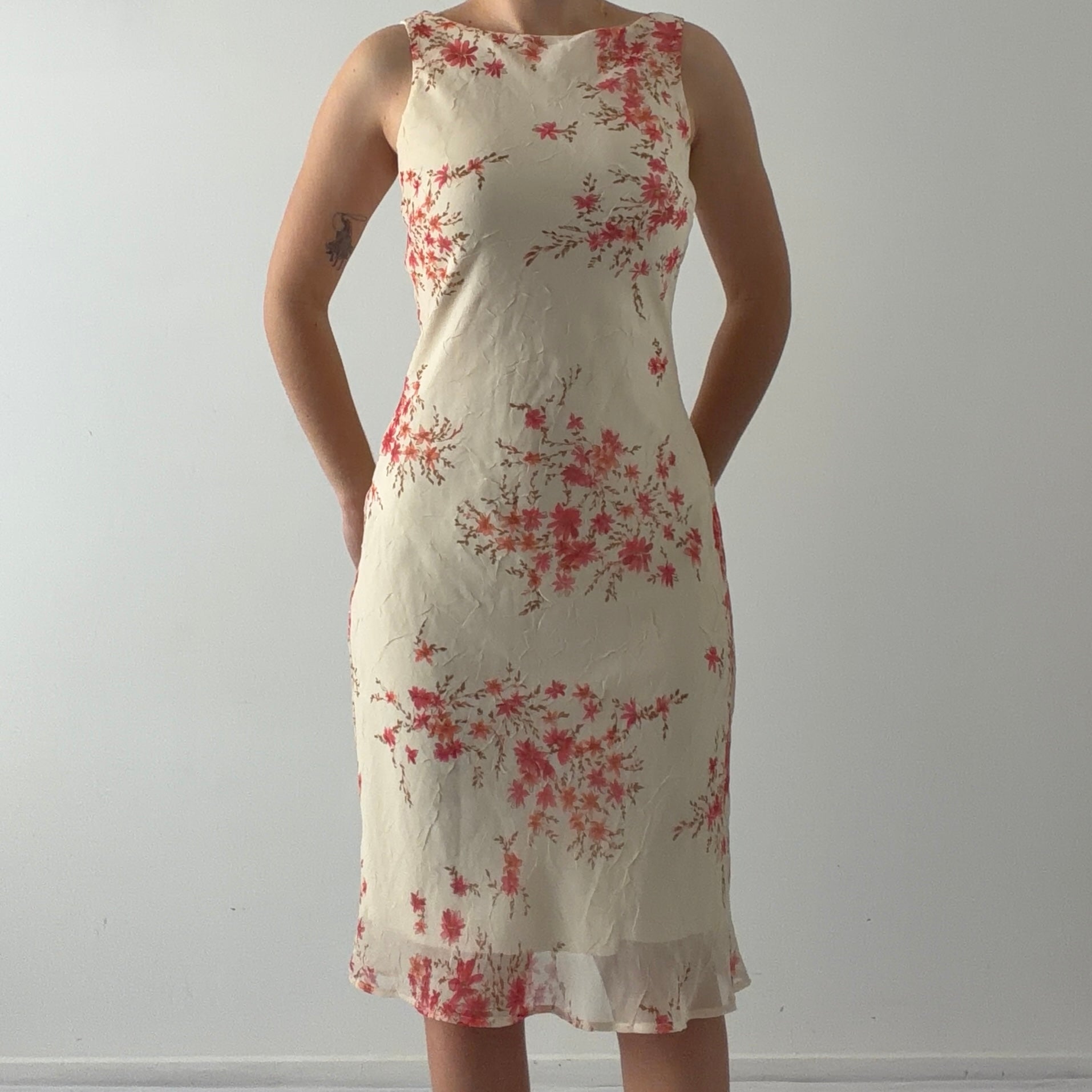 Floral Boat Midi Dress | M