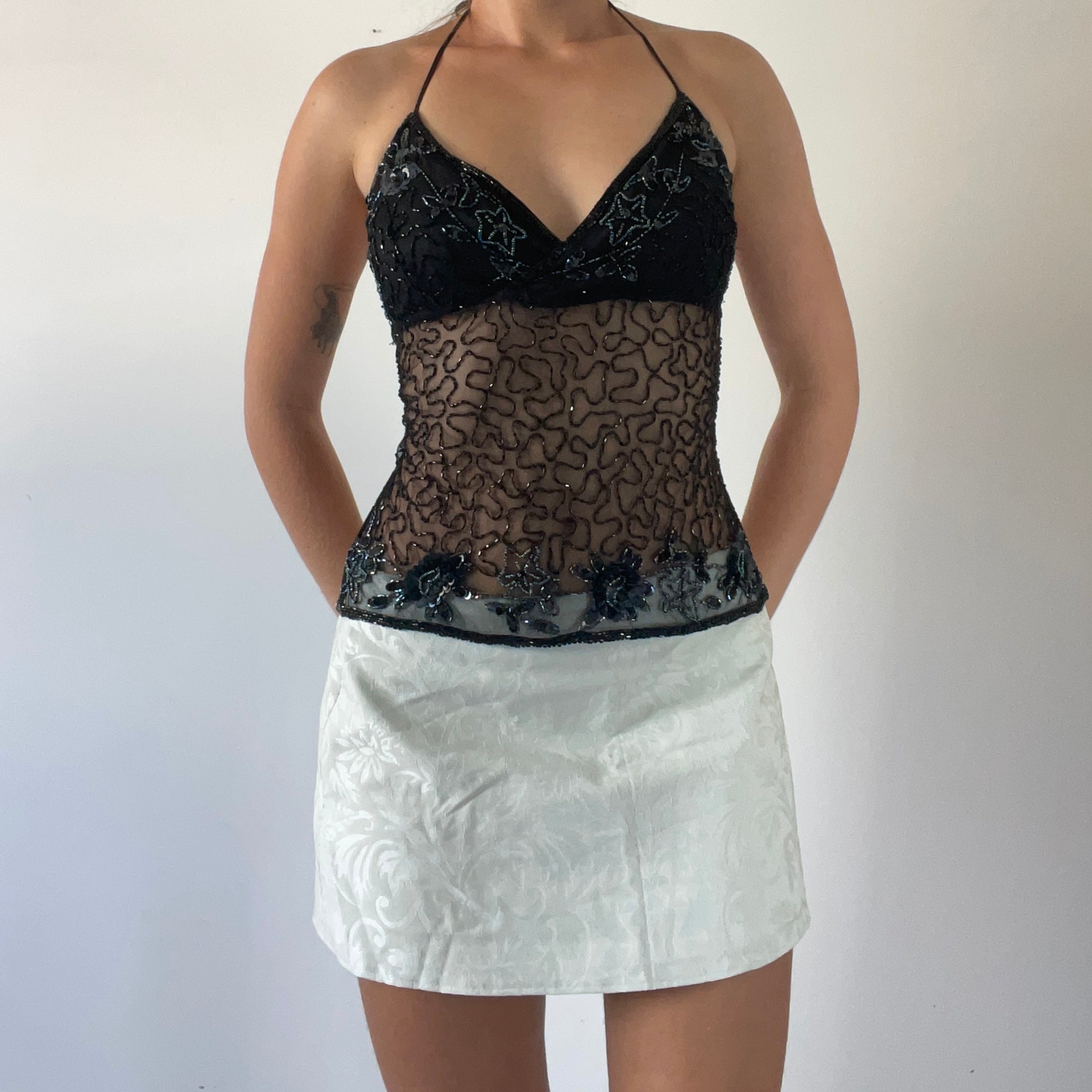 00s Beaded Backless Top