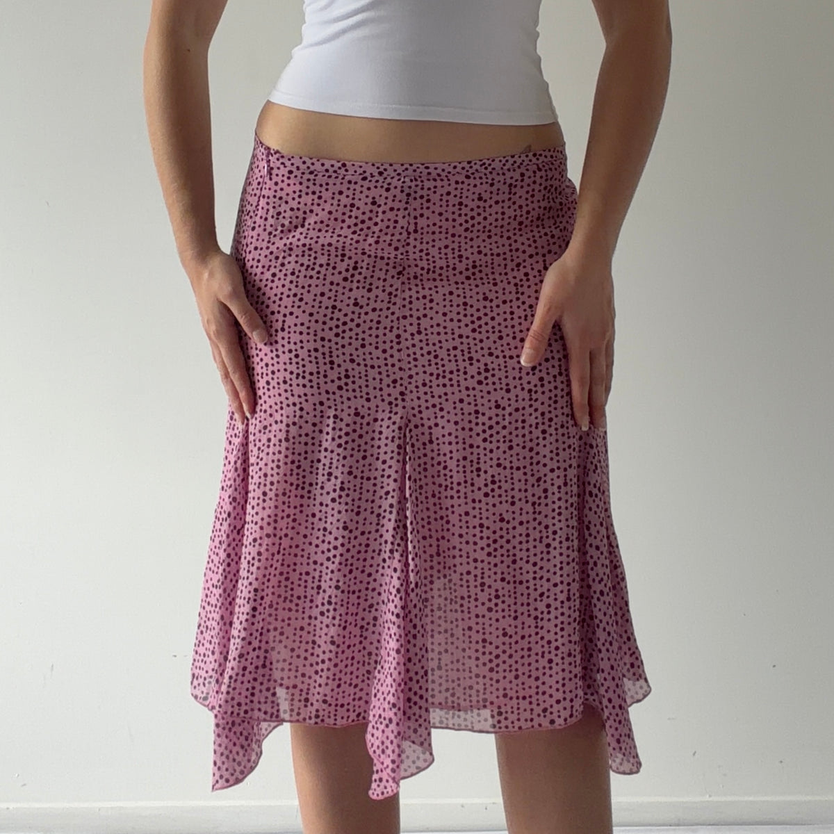 Le Group Woman Silk Polka Dot Midi Skirt | S