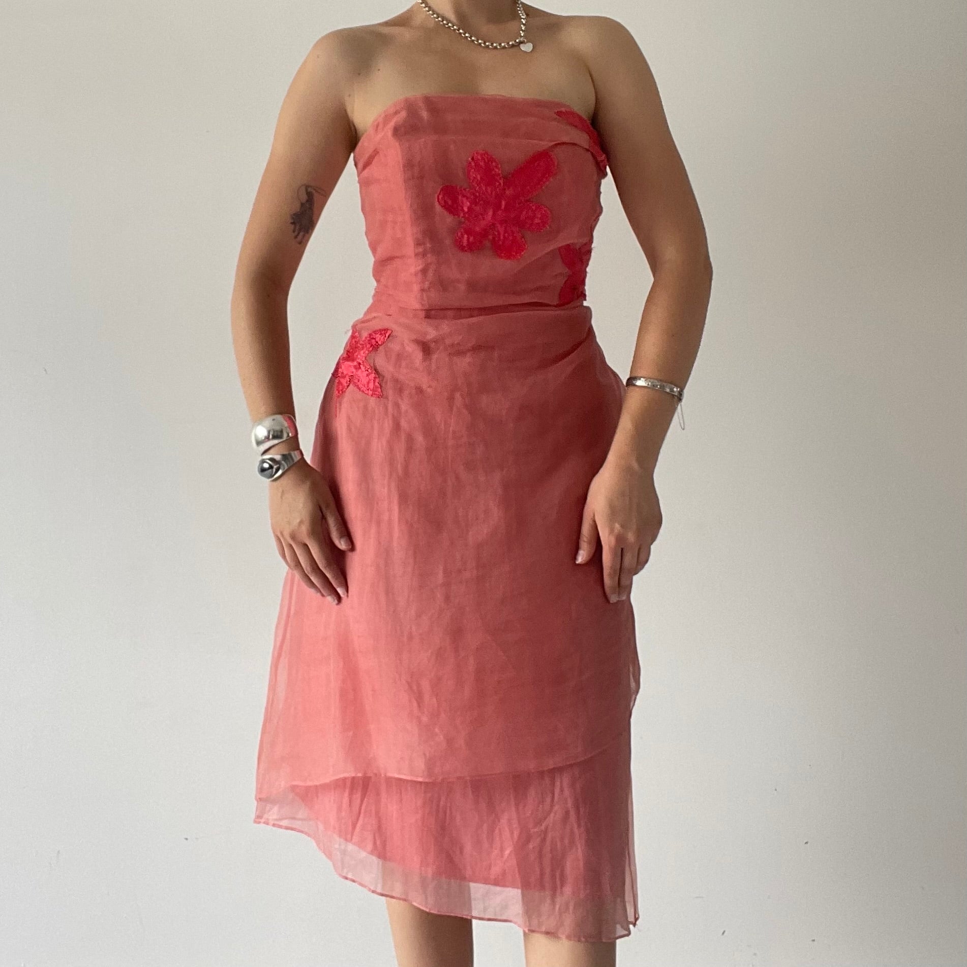 Veronika Maine Silk Strapless Dress | 10-12