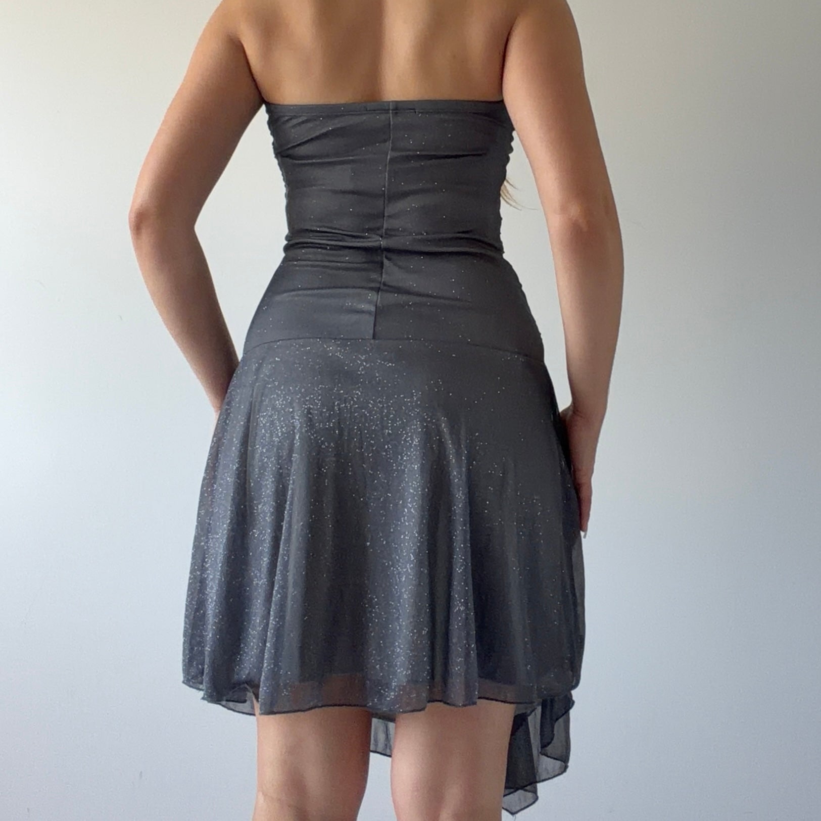 First Kiss Strapless Asymmetric Dress | S