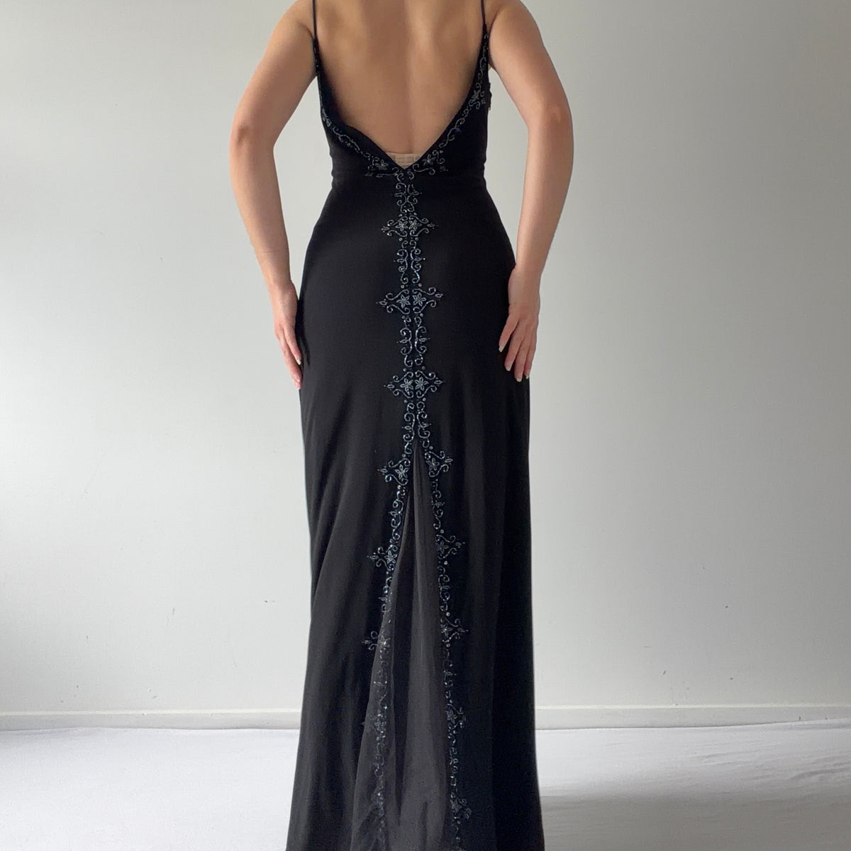 Blondie Nites Beaded Maxi Dress | L