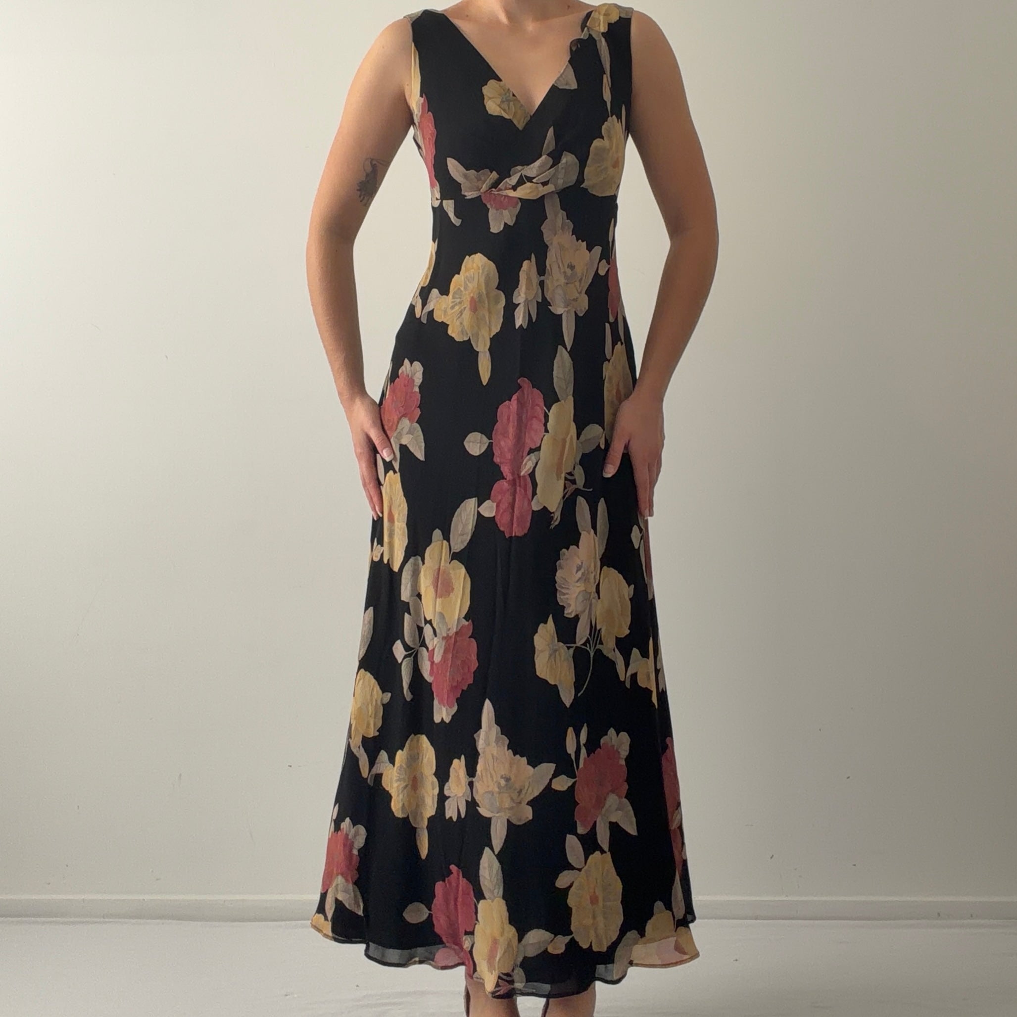 Donna Ricco Floral Midi Dress | Made in USA | 10-12
