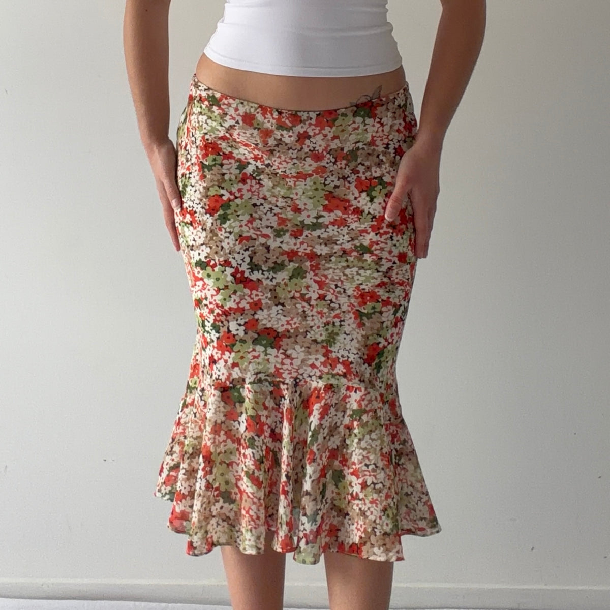 New York & Co Floral Midi Skirt | L