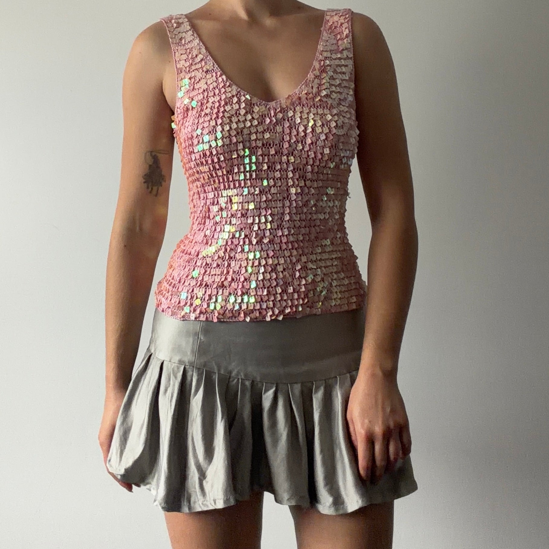 New Look Crochet Sequin Top | S