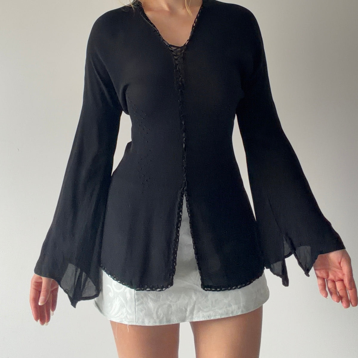 Max Studio Silk Bell Sleeve Top | M-L