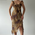00s Zara Silk Ruffle Dress | 8-10