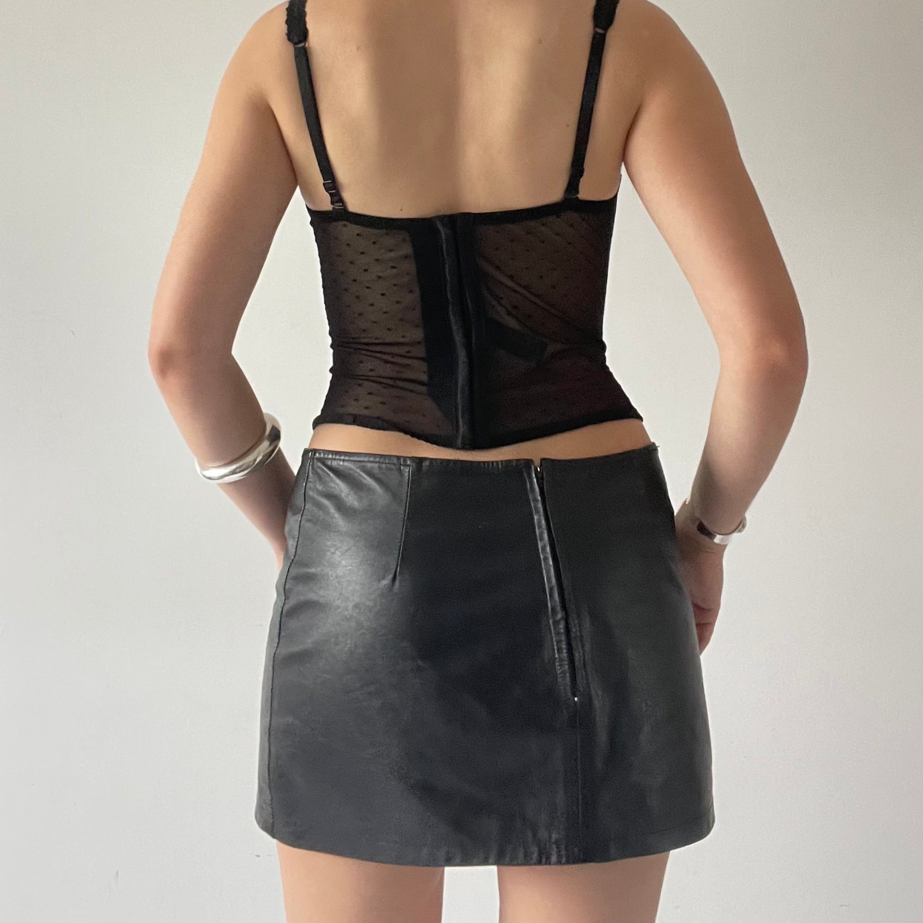 Polka Dot Mesh Corset Top | 36B