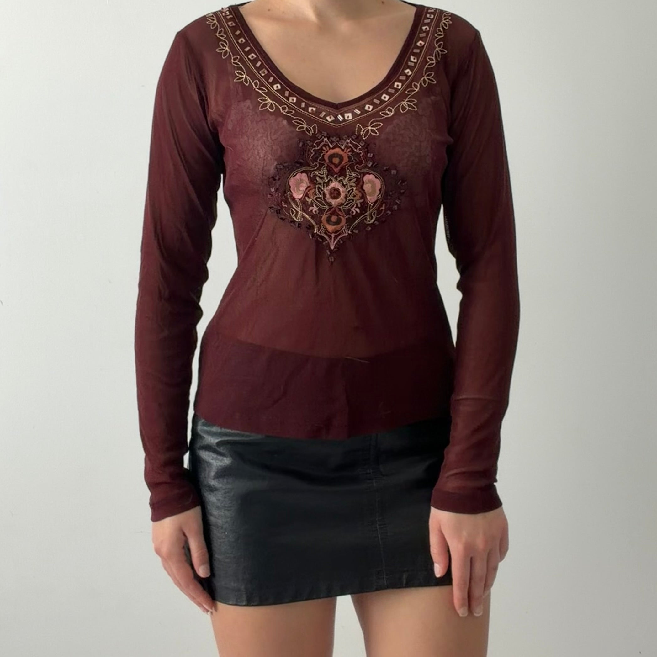 New York & Company Mesh Long Sleeve | XS