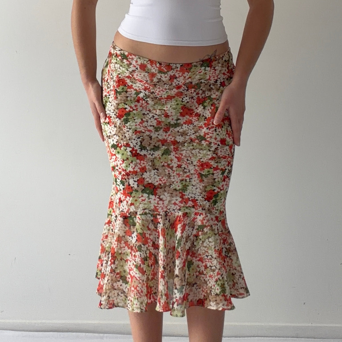 New York & Co Floral Midi Skirt | L