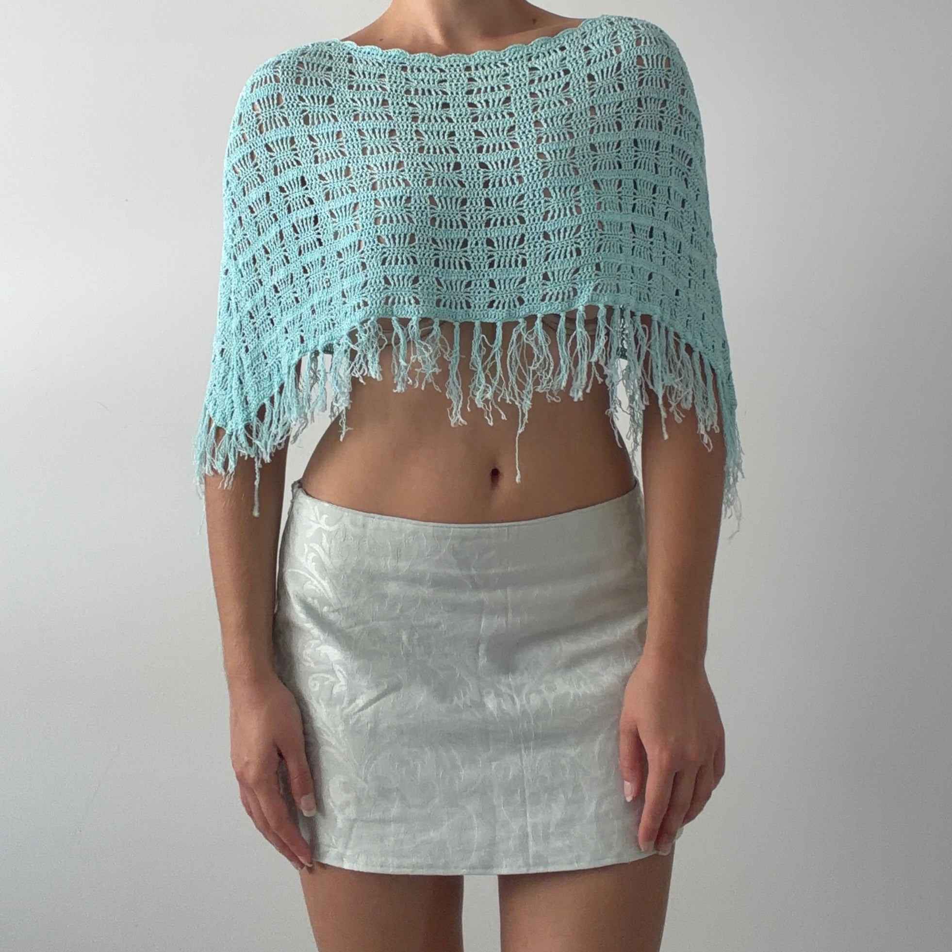 New York & Company Crochet Poncho Top | OS