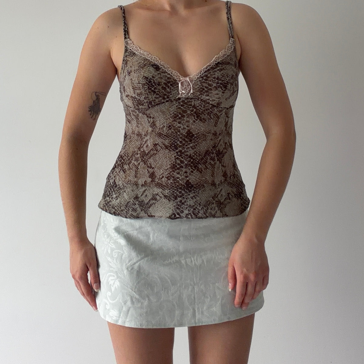 Snake Print Mesh Cami | XS